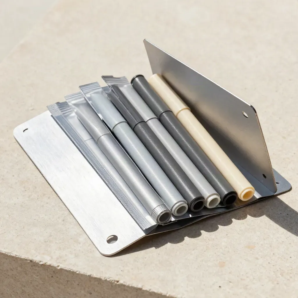 Route audit kit fanned open on pale stone with silver markers and sealed pouches.